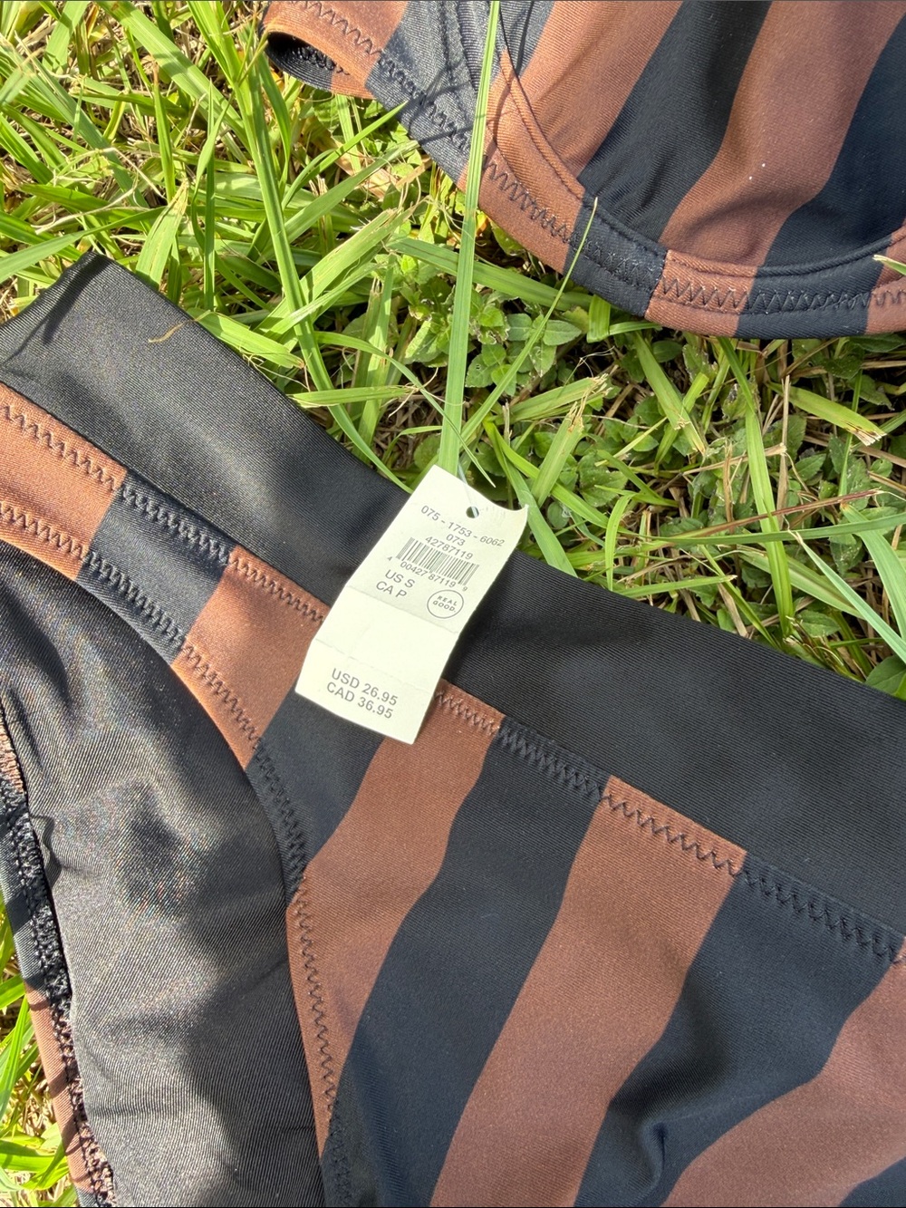Aerie striped Black & Brown Underwire Bikini Set - Women Swim - Picture 4 of 5